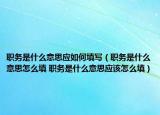 職務是什么意思應如何填寫（職務是什么意思怎么填 職務是什么意思應該怎么填）