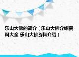 樂(lè)山大佛的簡(jiǎn)介（樂(lè)山大佛介紹資料大全 樂(lè)山大佛資料介紹）