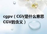 cgpv（CGV是什么意思 CGV的含義）