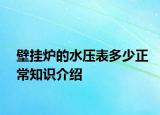 壁掛爐的水壓表多少正常知識(shí)介紹