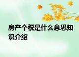 房產(chǎn)個(gè)稅是什么意思知識(shí)介紹