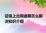 征信上出現(xiàn)逾期怎么解決知識(shí)介紹