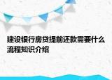 建設(shè)銀行房貸提前還款需要什么流程知識(shí)介紹