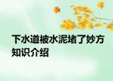 下水道被水泥堵了妙方知識(shí)介紹