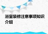 浴室裝修注意事項知識介紹