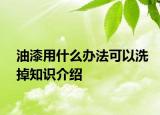 油漆用什么辦法可以洗掉知識介紹