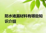 防水堵漏材料有哪些知識(shí)介紹