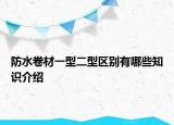 防水卷材一型二型區(qū)別有哪些知識介紹