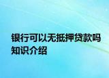 銀行可以無(wú)抵押貸款嗎知識(shí)介紹