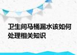 衛(wèi)生間馬桶漏水該如何處理相關(guān)知識